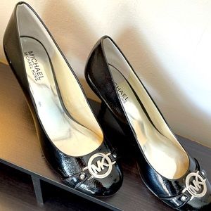 Michael Kors Black Low Heels with Silver Logo
